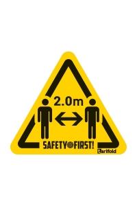 Podlahová značka - bezpečná vzdialenosť 2 m (symbol osôb), 150 x 170 mm, trojuholník, žltočierna - 4 ks