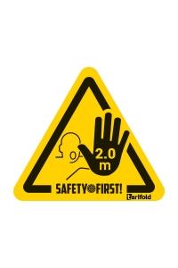 Podlahová značka - bezpečná vzdialenosť 2 m (symbol ruky), 150 x 170 mm, trojuholník, žltočierna - 4 ks