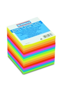 Poznámkový papier, 90 x 90 mm, lepený, mix neónových farieb
