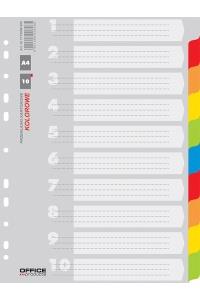 Rozlišovač číselný 1-10, A4, kartón, 10 listov, mix farieb