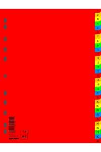 Rozlišovač číselný 1-31, A4, PP, 31 listov, mix farieb - 31 ks