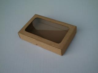Dárková krabička s okýnkem 1 - hnědá 150x100x35 mm