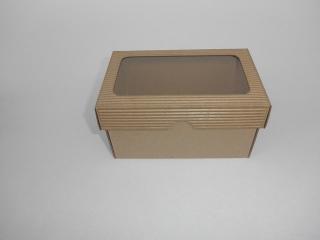 Dárková krabička s okýnkem 2 - hnědá 150x100x80 mm