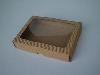 Dárková krabička s okýnkem obdélník - hnědá 220x170x35 mm