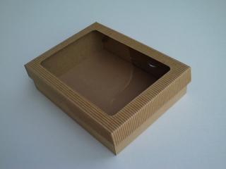 Dárková krabička s okýnkem obdélník - hnědá 220x170x60 mm