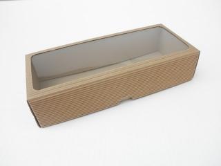 Dárková krabička s okýnkem obdélník - hnědá 270x105x60
