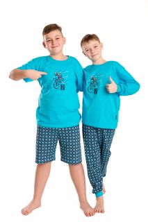 Chlapecké pyžamo BIKE dlouhý rukáv Velikost: 146, Barva: Tyrkysová