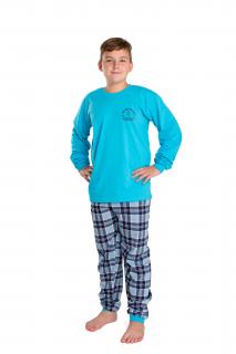 Chlapecké pyžamo COLLEGE C TYRKYSOVÁ  dlouhý rukáv Velikost: 152, Barva: Tyrkysová