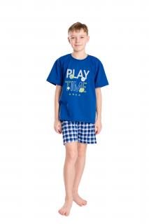 Chlapecké pyžamo PLAY TIME krátký rukáv Velikost: 146, Barva: Modrá