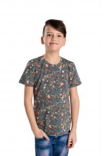 Chlapecké tričko VESMÍR NEON krátký rukáv Velikost: 134, Barva: Šedá
