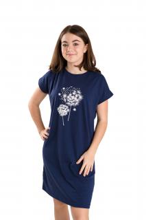 Dámská noční košile PAMPELIŠKA MODRÁ krátký rukáv Velikost: XL, Barva: Modrá