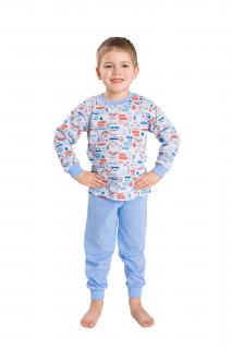 Dětské pyžamo AUTA VE MĚSTĚ dlouhý rukáv Velikost: 104, Barva: Modrá