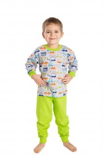 Dětské pyžamo AUTÍČKA BAREVNÁ  dlouhý rukáv Velikost: 86, Barva: Zelená