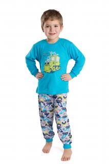 Dětské pyžamo BAGR A STROJE TYRKYS dlouhý rukáv Velikost: 110, Barva: Tyrkysová