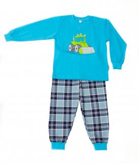 Dětské pyžamo BAGR ZELENÝ dlouhý rukáv Velikost: 104, Barva: Tyrkysová