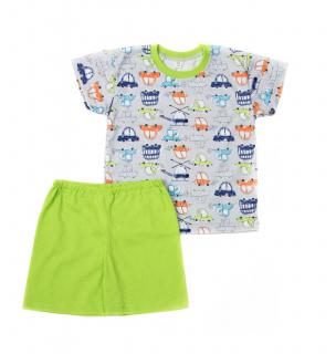 Dětské pyžamo BAREVNÁ AUTÍČKA  krátký rukáv Velikost: 116, Barva: Zelená