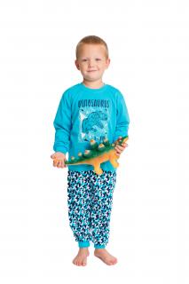 Dětské pyžamo DINOSAURUS T-REX dlouhý rukáv Velikost: 98, Barva: Tyrkysová