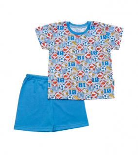 Dětské pyžamo FOTBAL krátký rukáv Velikost: 116, Barva: Modrá