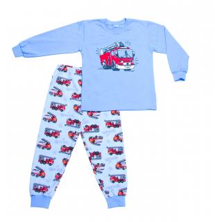 Dětské pyžamo HASIČSKÉ AUTÍČKO CELOTISK dlouhý rukáv Velikost: 116, Barva: Modrá
