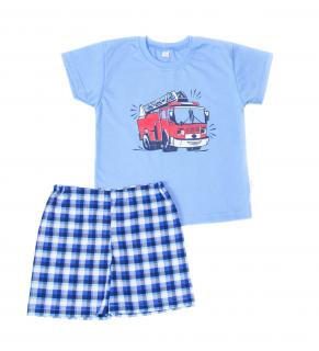 Dětské pyžamo HASIČSKÉ AUTO krátký rukáv Velikost: 92, Barva: Modrá