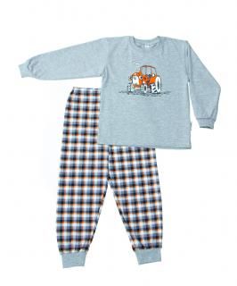 Dětské pyžamo TRAKTŮREK ORANŽOVÝ dlouhý rukáv Velikost: 122, Barva: Šedá