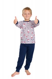 Dětské pyžamo VÁNOČNÍ MEDVĚD dlouhý rukáv Velikost: 116, Barva: Šedá