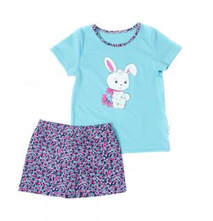 Dětské pyžamo ZAJÍČEK krátký rukáv Velikost: 110, Barva: Tyrkysová