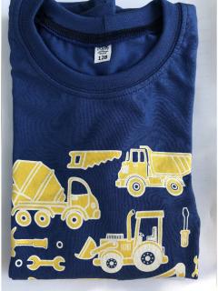 Dětské tričko AUTA NA STAVBĚ  dlouhý rukáv Velikost: 104, Barva: Modrá