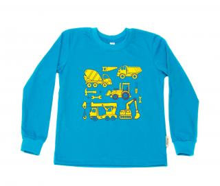 Dětské tričko AUTA NA STAVBĚ  dlouhý rukáv Velikost: 110, Barva: Tyrkysová