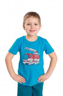 Dětské tričko HASIČSKÉ AUTÍČKO krátký rukáv Velikost: 116, Barva: Tyrkysová