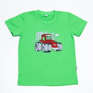 Dětské tričko TRAKTOR ČERVENÝ krátký rukáv Velikost: 122, Barva: Zelená