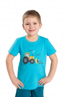 Dětské tričko TRAKTOR ŽLUTÝ krátký rukáv Velikost: 104, Barva: Tyrkysová