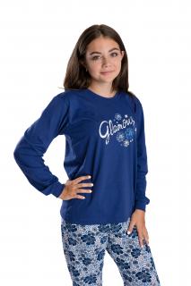 Dívčí pyžamo GLAMOUR MODRÁ  dlouhý rukáv Velikost: 170, Barva: Modrá