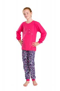 Dívčí pyžamo  LA FASHION dlouhý rukáv Velikost: 158, Barva: Amarantová