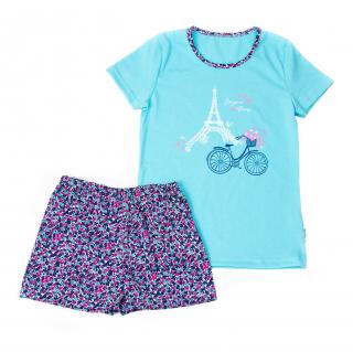 Dívčí pyžamo PARIS krátký rukáv Velikost: 134, Barva: Tyrkysová