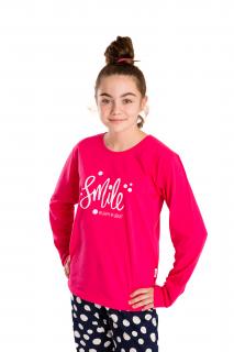 Dívčí pyžamo SMILE PINK dlouhý rukáv Velikost: 140, Barva: Amarantová
