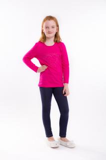 Dívčí tričko KAMÍNKOVÉ SRDCE dlouhý rukáv Velikost: 98, Barva: Amarantová