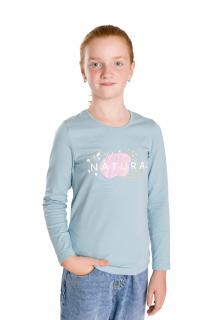 Dívčí tričko NATURAL dlouhý rukáv Velikost: 146, Barva: Mintová
