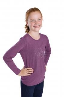 Dívčí tričko ORNAMENT Z KAMÍNKŮ  dlouhý rukáv Velikost: 134, Barva: Amarantová