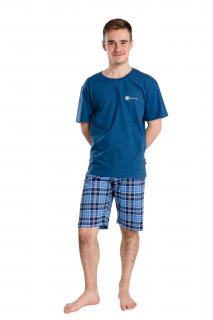 Pánské pyžamo SQUARE OF LIFE MODRÁ krátký rukáv Velikost: XL, Barva: Modrá