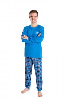 Pánské pyžamo URBAN PREMIUM BLUE dlouhý rukáv Velikost: M, Barva: Modrá