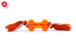TPR - Bavlněný uzel s kostí - oranžový, odolná (gumová) hračka z termoplastické pryže