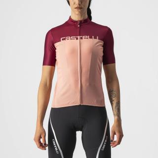 Dámský letní cyklistický dres CASTELLI Velocissima, blush/bordeaux Velikost: L
