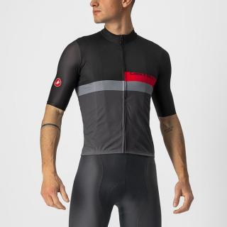 Pánský cyklistický dres CASTELLI A Blocco, light black/red-dark gray Velikost: L