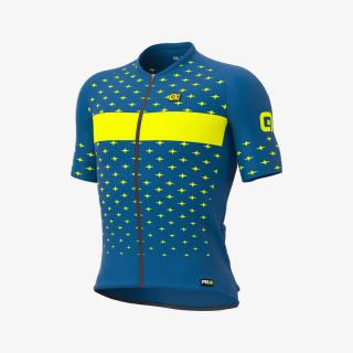 Pánský letní cyklistický dres ALÉ PRR STARS, petroleum/fluo yellow Velikost: S