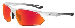 Sportovní cyklistické brýle R2 DROP Barva čoček: červeno-černé revo, Barva rámu: bílý, černý/matný