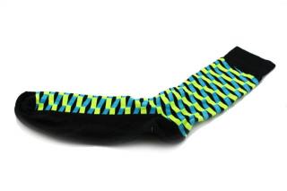 Nadměrné ponožky  kvádr  žlutá/ modrá