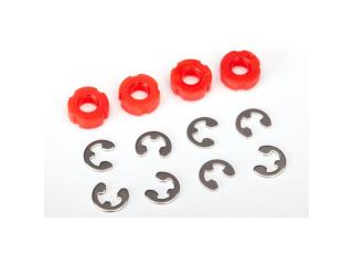 Traxxas Piston, damper (red) (4)/ e-clips (8), TRA8261