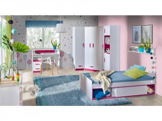 Dětský pokoj ARTON s postelí; bílá, 3 varianty Barva: růžová