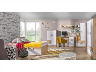 Dětský pokoj LENOX s třídveřovou šatní skříní; 4 varianty Barva: dub